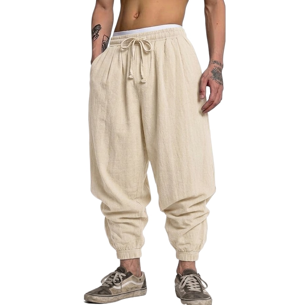 Korean Cotton Linen Trousers A - Short Linen Drawstring ulasan dan harga