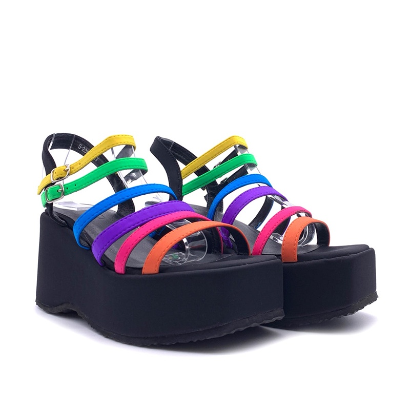 Narrow Band Mized Colors Sanda - Casual Sandal Leather ulasan dan harga
