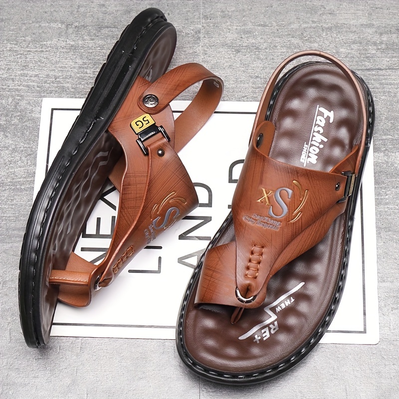 Men's Leather Flip Flops Sanda - Flip Flop Leather Men ulasan dan harga