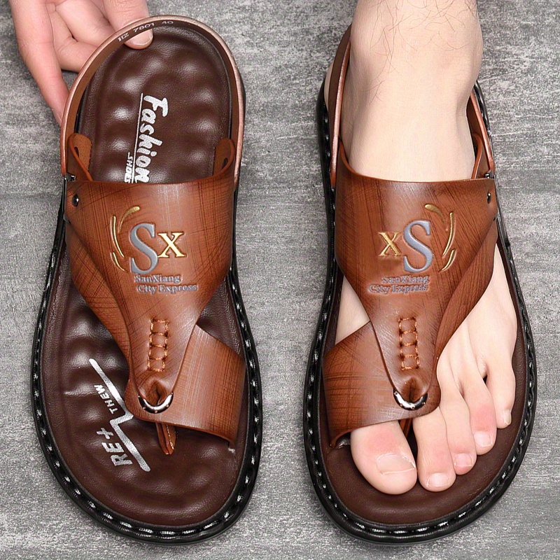 Men's Leather Flip Flops Sanda - Flip Flop Leather Men ulasan dan harga
