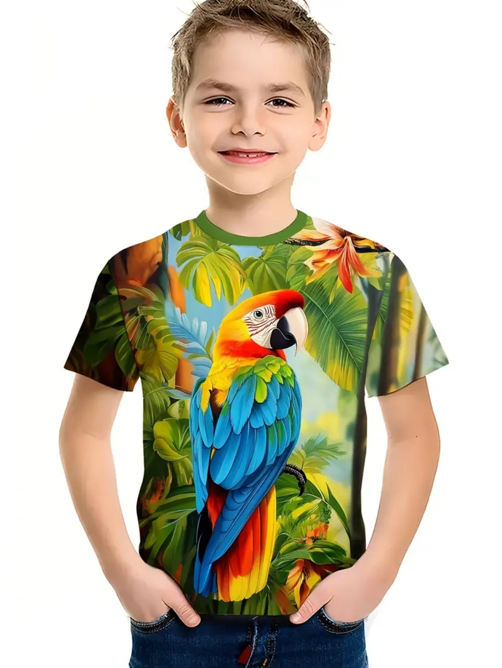 Kids' Tropical Macaw Parrots B - Tee Graphic Print ulasan dan harga